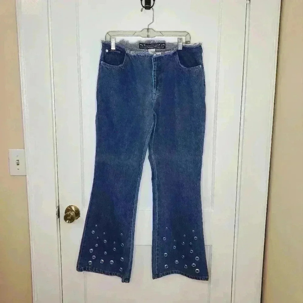 No Excuses Jeanswear 90s Y2K Size Juniors 13 Flare Jeans With Grommet Detail